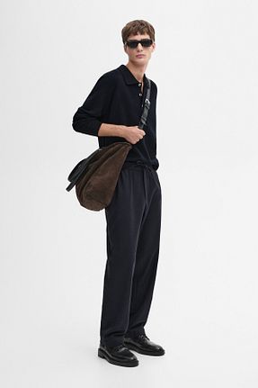 پلیور سرمه ای مردانه ساده Massimo Dutti - کد 881879287