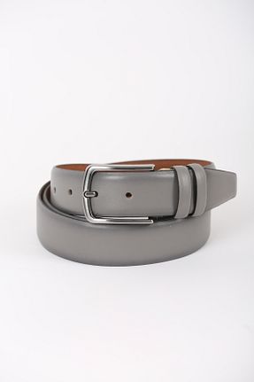 کمربند طوسی مردانه چرم خالص KASVA DERİ - کد 881894326