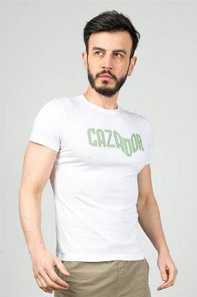 تیشرت سفید مردانه اسلیم فیت Cazador - کد 881898695