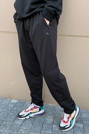 شلوار گرمکن سایز بزرگ مشکی مردانه کمر کش دار Remsa Spor - کد 63090392