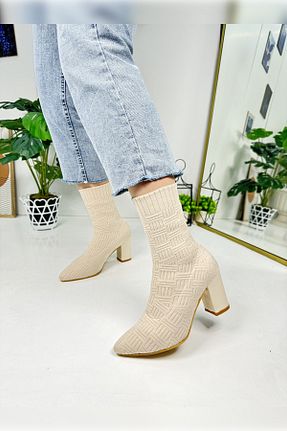 بوت / نیم بوت بژ زنانه چرم مصنوعی Nstil - کد 865233758