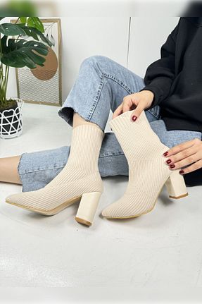 بوت / نیم بوت بژ زنانه تریکو İmerShoes - کد 789824614
