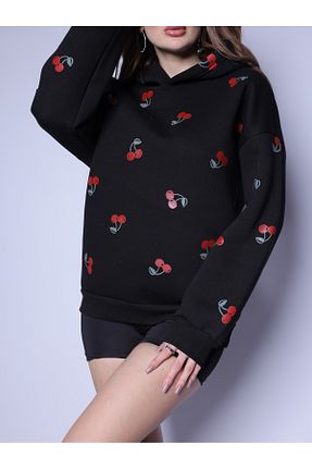سوئیشرت مشکی زنانه چاپی Aysmella - کد 881912899