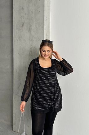 بلوز سایز بزرگ مشکی زنانه سایز بزرگ Stil Diva - کد 881918430
