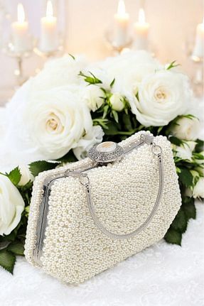 کیف مجلسی سفید زنانه چرم مصنوعی Gloriys Ayakkabı & Çanta - کد 881930346