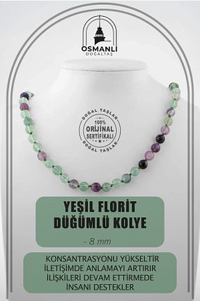 گردنبند جواهر سبز زنانه سنگ OSMANLI DOĞAL TAŞ - کد 675834877