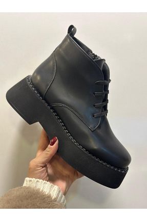 بوت / نیم بوت مشکی زنانه چرم مصنوعی MİSS PARK MODA - کد 881938625