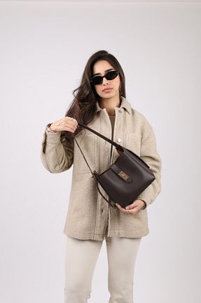 کیف دوشی قهوه ای زنانه چرم مصنوعی NOTHING - کد 881746085