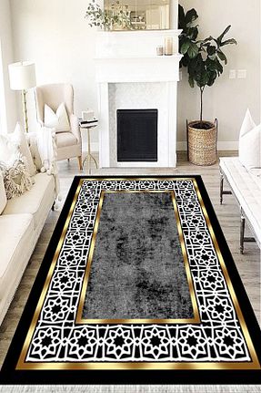فرش مشکی زیره ضد لغزش MOTTO HALI - کد 237854826