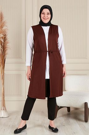 جلیقه سایز بزرگ قهوه ای زنانه سایز بزرگ Ferace - کد 836353531