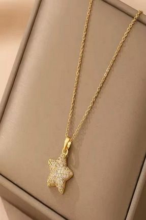 گردنبند استیل ( فولاد ) طلائی زنانه استیل (فولاد) DEMOKAN - کد 882089732