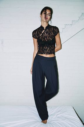 شلوار سرمه ای زنانه پلی استر Pull & Bear - کد 882138853