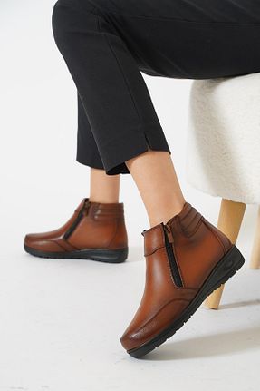 بوت / نیم بوت قهوه ای زنانه چرم خالص Moda Pie - کد 882160687