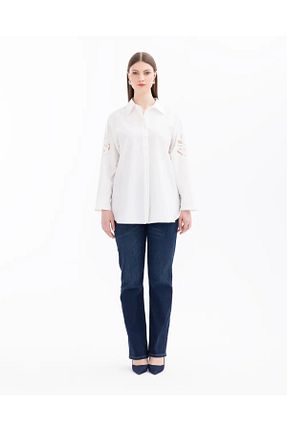 پیراهن سفید زنانه یقه پیراهنی Gala-Xi - کد 882178025