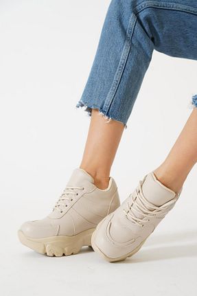 کفش اسنیکر بژ زنانه بند دار Moda Pie - کد 882179302