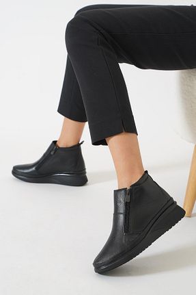 بوت / نیم بوت مشکی زنانه چرم خالص Moda Pie - کد 882184237