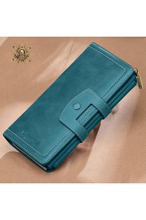 کیف پول سبز زنانه ابعاد بزرگ Laorentou - کد 882125785