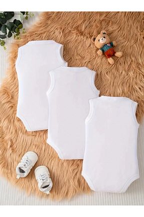 بادی و سرهمی نوزادی سفید بچه گانه پنبه ای OMY - کد 882242906