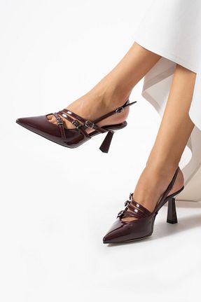 کفش استایلیتو زرشکی پاشنه نازک Güllü Shoes - کد 813955631