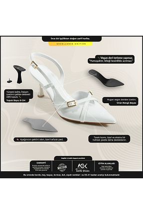 کفش پاشنه بلند کلاسیک سفید زنانه چرم مصنوعی Güllü Shoes - کد 823092283
