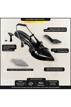 کفش پاشنه بلند کلاسیک مشکی زنانه چرم مصنوعی Güllü Shoes - کد 823049200
