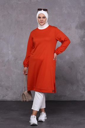 تونیک سایز بزرگ نارنجی زنانه بافت Ferace - کد 381385577