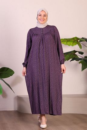 لباس سایز بزرگ بنفش زنانه پارچه Ferace - کد 778370814