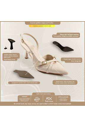 کفش پاشنه بلند کلاسیک بژ زنانه چرم مصنوعی Güllü Shoes - کد 823050023