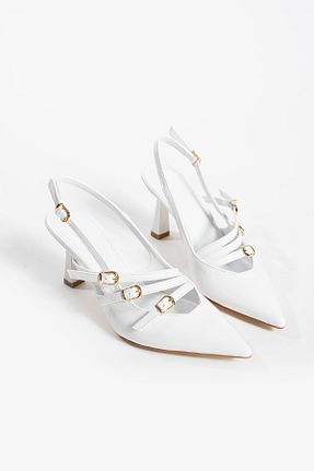 کفش استایلیتو سفید پاشنه نازک Güllü Shoes - کد 813955585