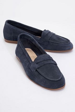 کفش لوفر آبی زنانه چرم خالص luvishoes - کد 46933246