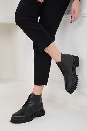بوت / نیم بوت مشکی زنانه چرم خالص SOHO - کد 881277904