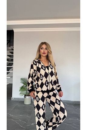 ست بالاتنه و پائین تنه بژ زنانه بافتنی Bella Belluci - کد 882284281
