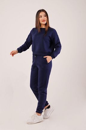 ست بالاتنه و پائین تنه سرمه ای زنانه بافتنی Hipo Trend - کد 882275005