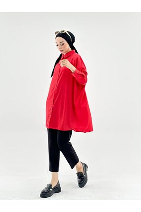 پیراهن حجاب قرمز زنانه اورسایز VıoShıne - کد 759807840