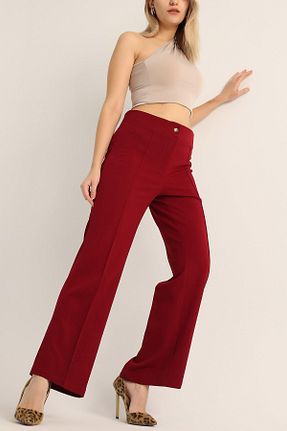 شلوار پارچه ای زرشکی زنانه فاق نرمال VıoShıne - کد 781023759