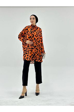 پیراهن حجاب نارنجی زنانه اورسایز VıoShıne - کد 841947102
