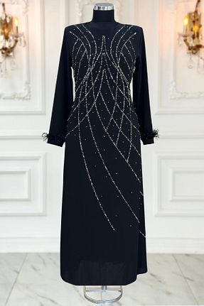 لباس مجلسی حجاب مشکی زنانه یقه دوچرخه Amine Hüma - کد 882370487