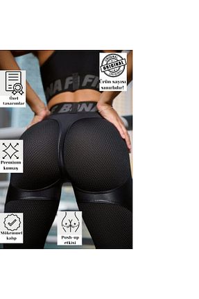 ساق شلواری اسپرت مشکی زنانه بلند BONA FİDE - کد 881708756