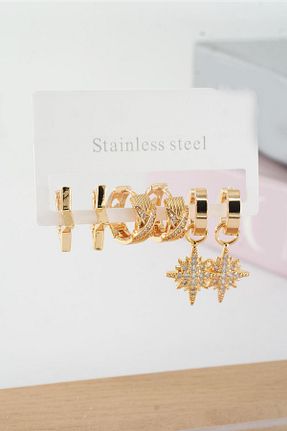 گوشواره استیل (فولاد) طلائی استیل (فولاد) By Zeyna Aksesuar - کد 882418203