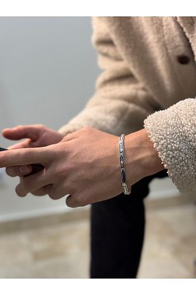 دستبند نقره سفید مردانه 925 عیار qarma jewellery - کد 882442971