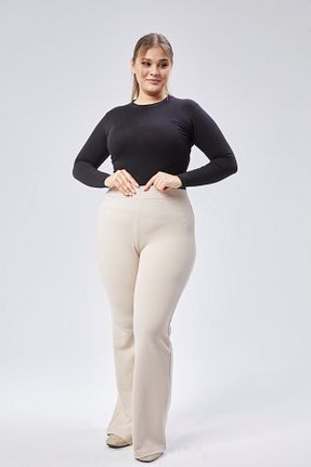 شلوار سایز بزرگ نباتی زنانه مخلوط ویسکون Sym - کد 882459424