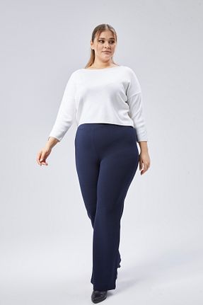 شلوار سایز بزرگ سرمه ای زنانه مخلوط ویسکون Sym - کد 882459386