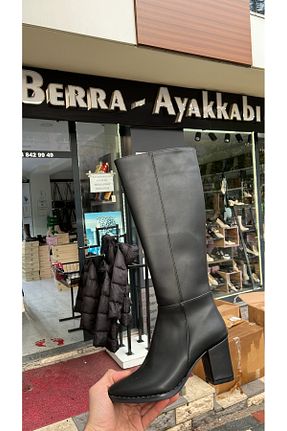 چکمه مشکی زنانه پاشنه متوسط (5-9 سانتی متر) CEYLANLAR - کد 882458266