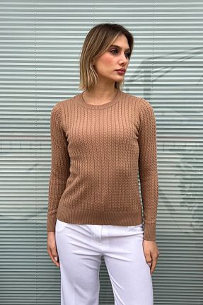 پلیور قهوه ای زنانه Saç Örgü ModaPlaza - کد 882459462