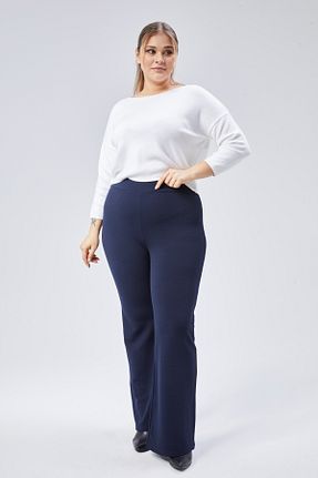 شلوار سایز بزرگ سرمه ای زنانه مخلوط ویسکون Sym - کد 882459386