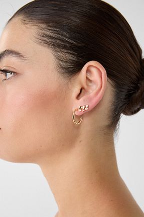 گوشواره جواهر طلائی Stradivarius - کد 882466869