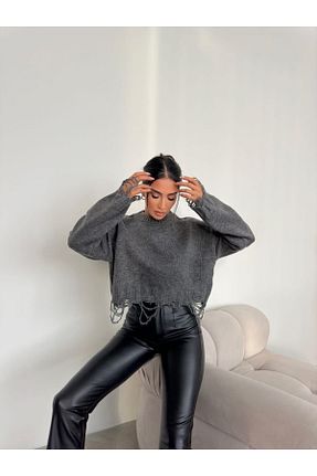 پلیور طوسی زنانه ساده Ekim Store - کد 882467545