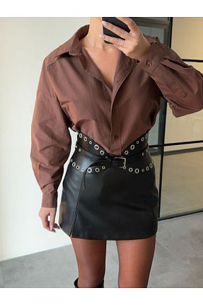 دامن مشکی زنانه ساده PINKPERİ - کد 882486306