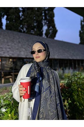 شال سرمه ای زنانه پنبه ای efdal şal eşarp - کد 882491752