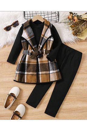 ست بالاتنه و پائین تنه مشکی بچه گانه بافت Yavrumsa - کد 882509510